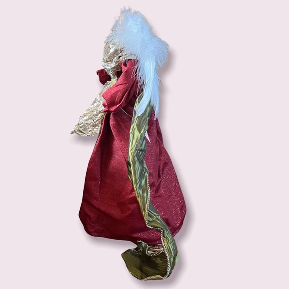 NWT 18” Christmas tree topper angel decor shimmery bows red green gold - Picture 6 of 7